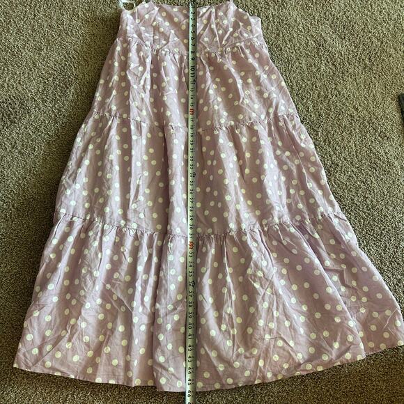Charlie Holiday Anthropologie Purple Polka Dot, Linen, Summer Maxi Dress NWT-8 - Picture 10 of 13